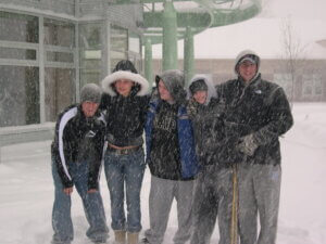 Students in snow at nhti