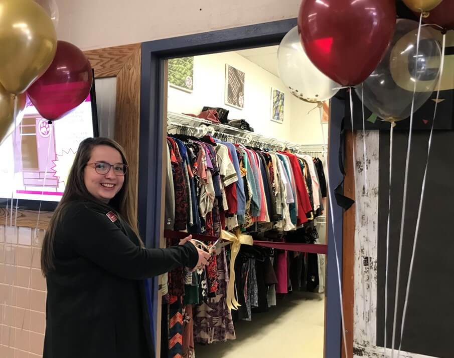 Elizabeth Lawton cuts the ribbon on the new Lynx Closet.