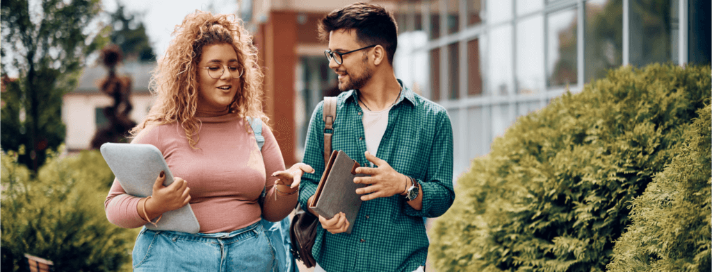 Students walk on NHTI's campus