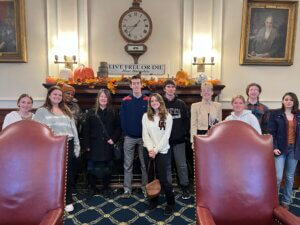 Students in SOCI 105C: Introduction to Sociology during their trip to the State House in Concord, N.H.