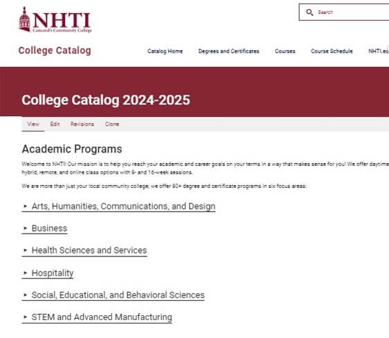 catalog.nhti.edu site image