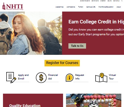 NHTI.edu site image