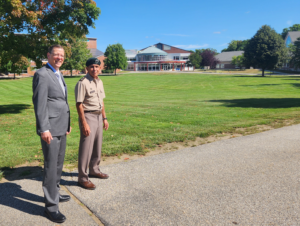 NHTI president and National Guard general stand on campus