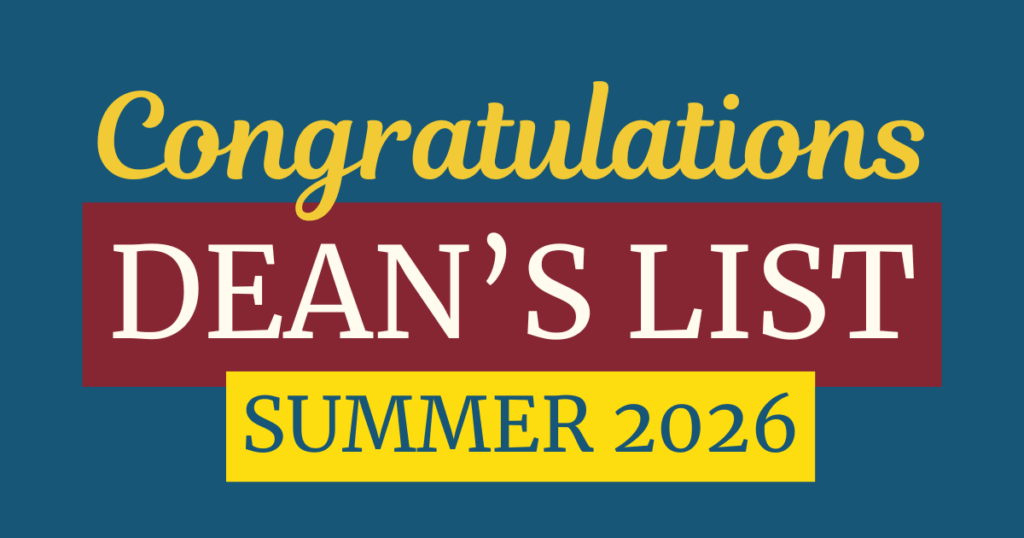 Summer 2026 Dean's List graphic